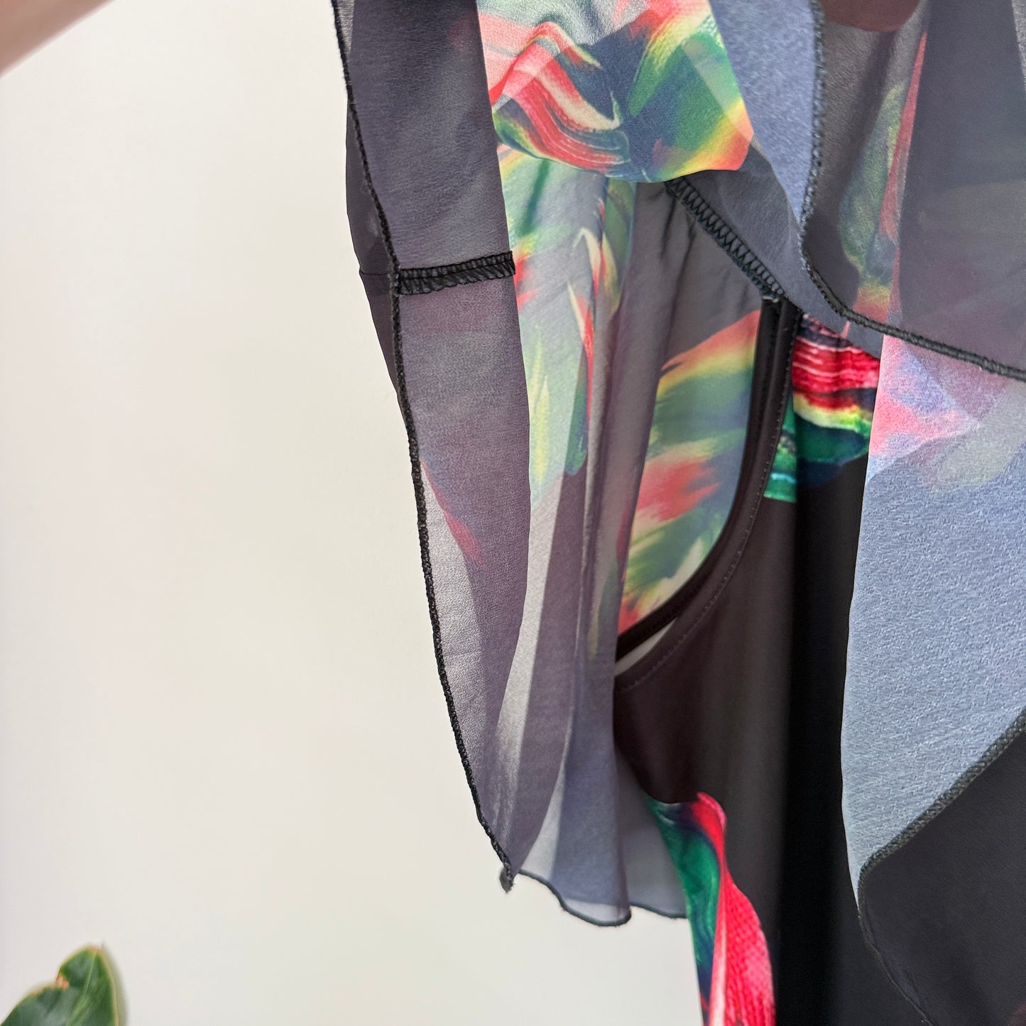 Q&F Off-Shoulder Tropical Maxi Dress Black/Multi - 4XL