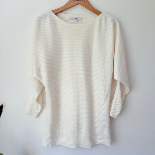 Next Size S White Dolman-Sleeve Acrylic Knit Sweater