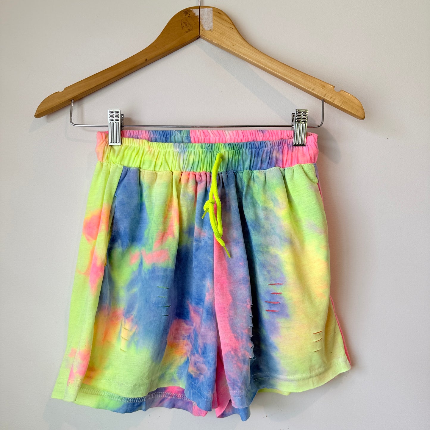 Brand Unknown Distressed Tie-Dye Track Shorts – Waist 60cm