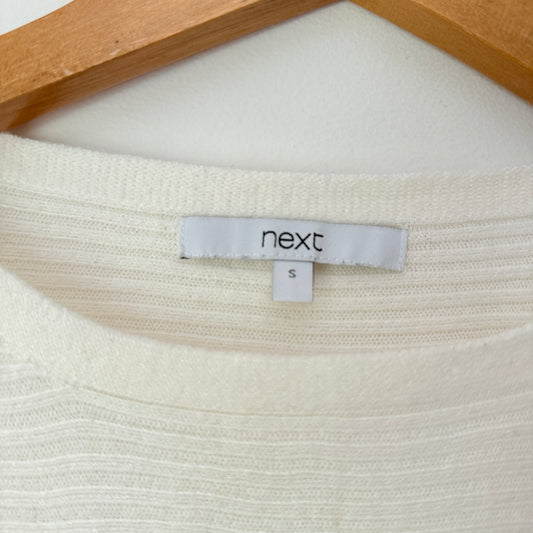 Next Size S White Dolman-Sleeve Acrylic Knit Sweater