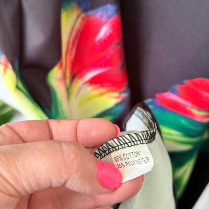 Q&F Off-Shoulder Tropical Maxi Dress Black/Multi - 4XL