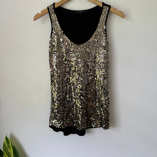 Pagani Sequin Tank Top Black/Gold - 8