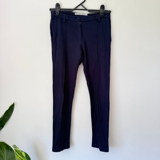 Madame Hawke (NZ Made) Size 6 Navy Blue Slim-Leg Trousers