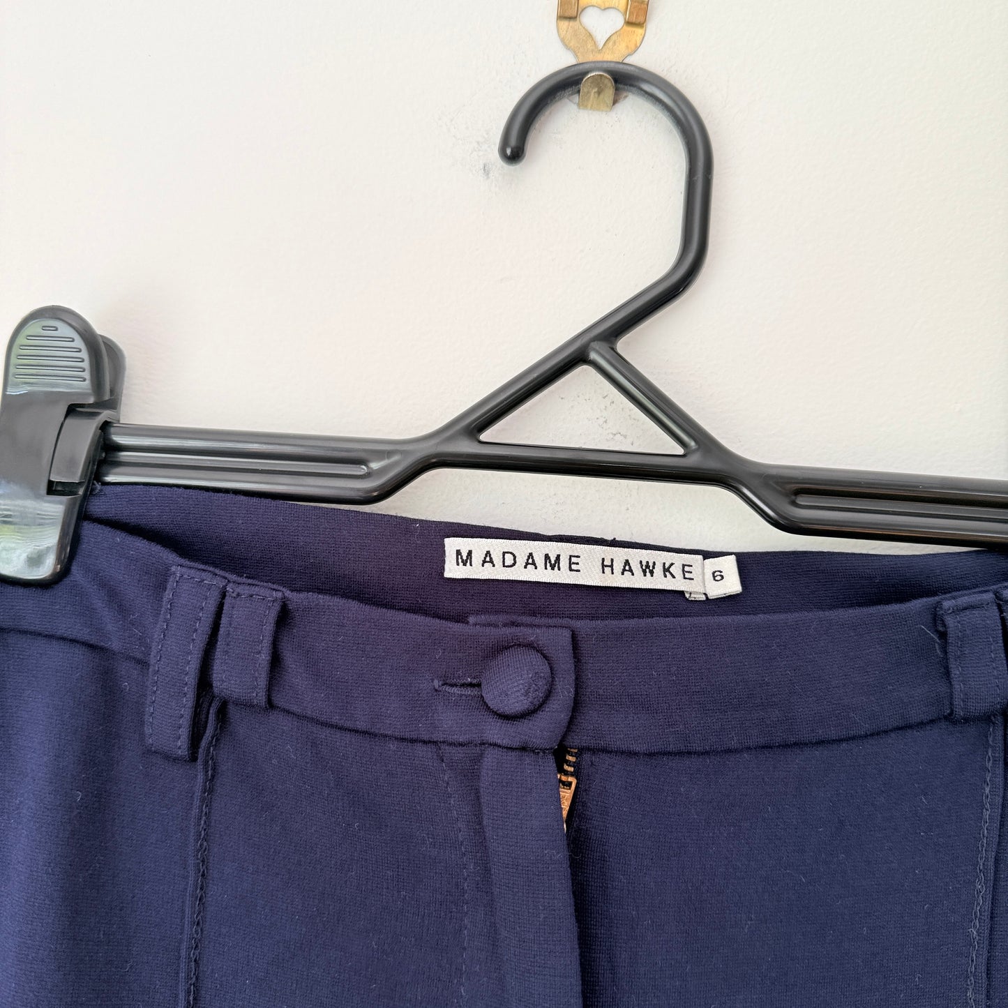 Madame Hawke (NZ Made) Size 6 Navy Blue Slim-Leg Trousers