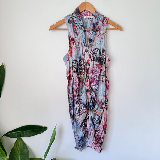 Jaroc Size U/Arm to U/Arm 53cm Floral Print Sleeveless Dress