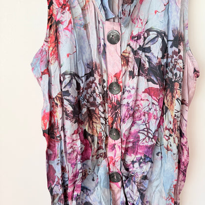 Jaroc Size U/Arm to U/Arm 53cm Floral Print Sleeveless Dress