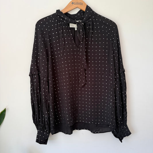 Munthe Size 40 Black Polka Dot Blouse
