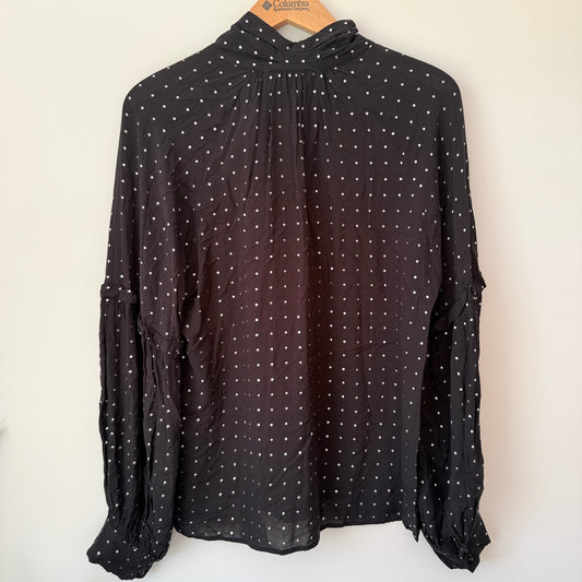 Munthe Size 40 Black Polka Dot Blouse