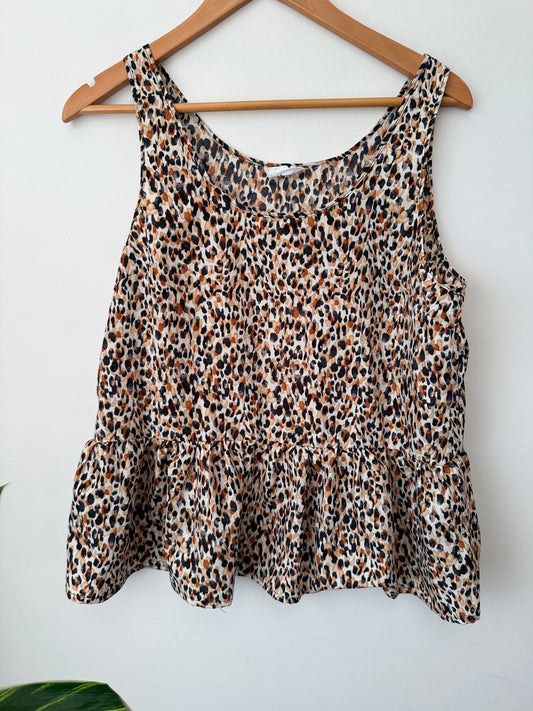 White Chalk (NZ Made) Size 14 Sleeveless Peplum Top
