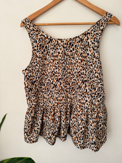 White Chalk (NZ Made) Size 14 Sleeveless Peplum Top