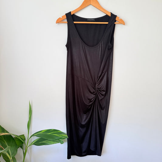 Wayne Cooper Size 2 | U/Arm to U/Arm 43cm Black Sleeveless Draped Dress