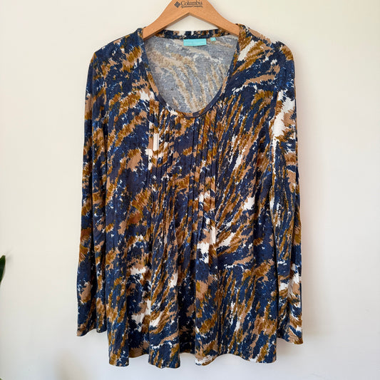Blue Illusion Size M Multicolour Long-Sleeve Blouse Top