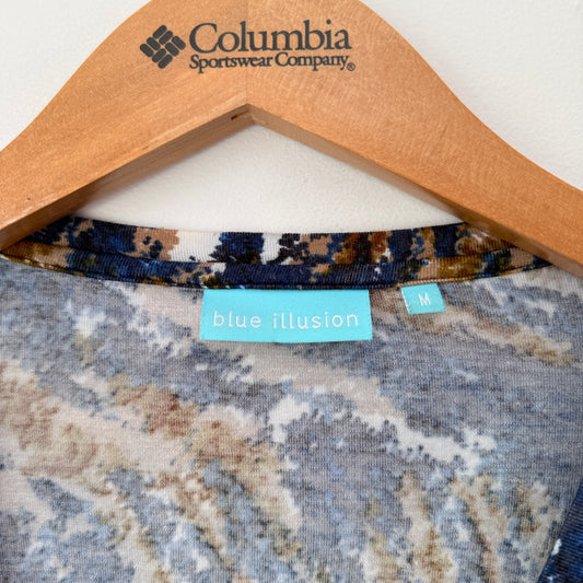 Blue Illusion Size M Multicolour Long-Sleeve Blouse Top