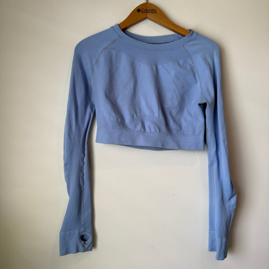 Size XL Ribbed Cropped Long-Sleeve Top