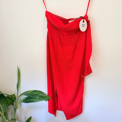 Street Heart Red Strap Midi Dress Side Split Size 8