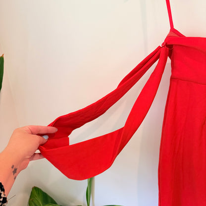 Street Heart Red Strap Midi Dress Side Split Size 8