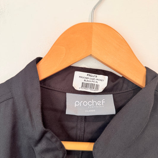 Prochef Black Chef Jacket Double Breasted Long Sleeve Size XL