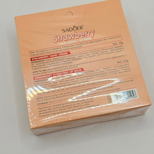 Sadoer Strawberry Hand Cream & Lip Balm Set