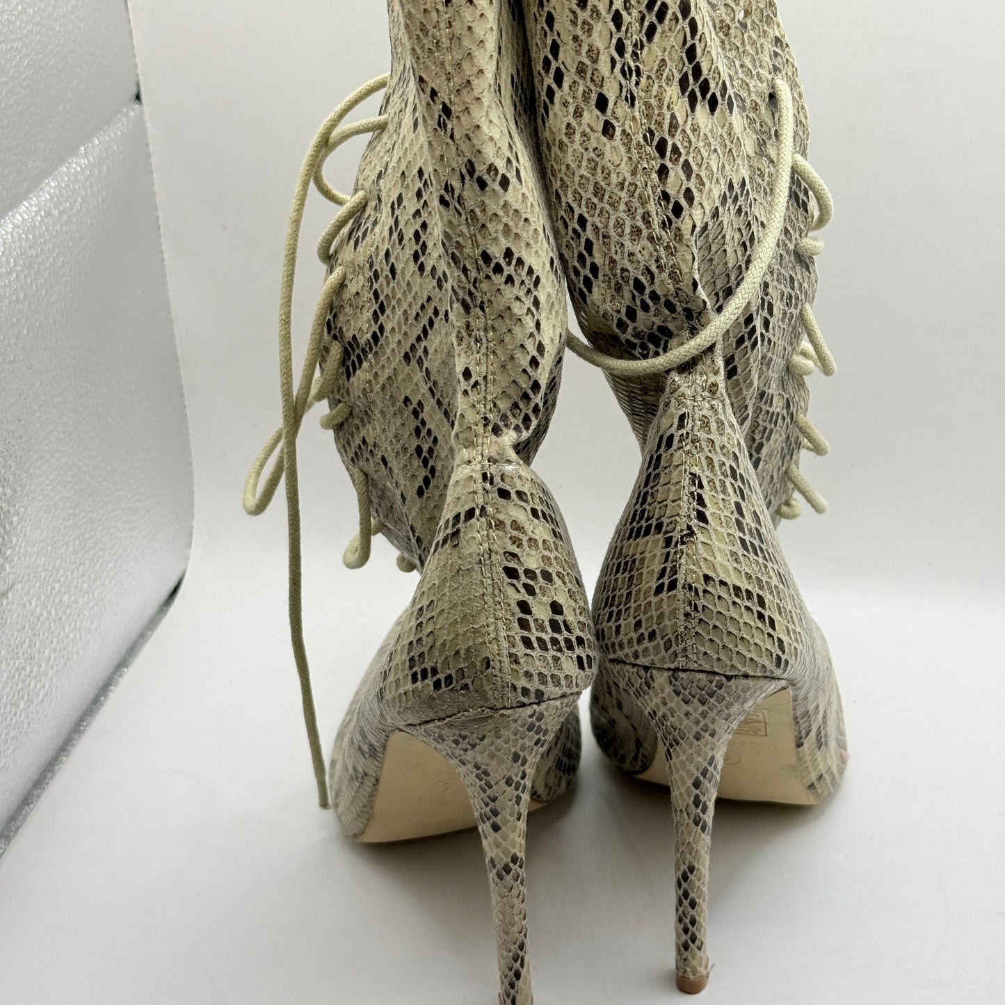 Pretty Little Thing Snake Print Lace-Up Stiletto Heels Size 6