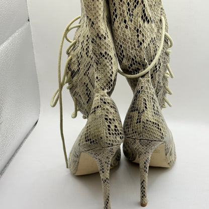 Pretty Little Thing Snake Print Lace-Up Stiletto Heels Size 6