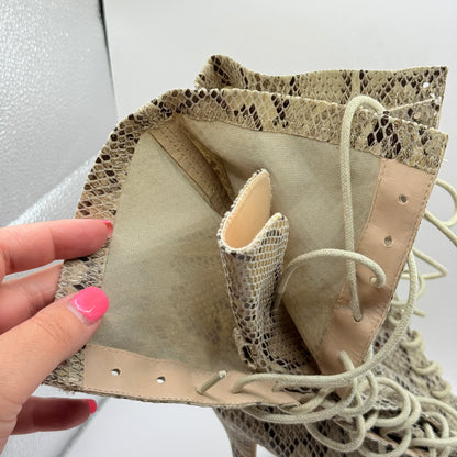 Pretty Little Thing Snake Print Lace-Up Stiletto Heels Size 6