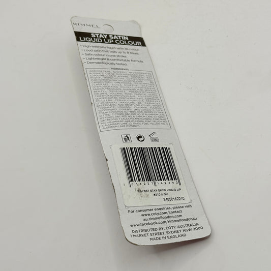 RIMMEL LONDON 5.5mL STAY SATIN LIQUID LIP COLOUR 210 IT GIRL