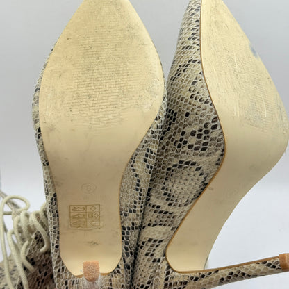 Pretty Little Thing Snake Print Lace-Up Stiletto Heels Size 6