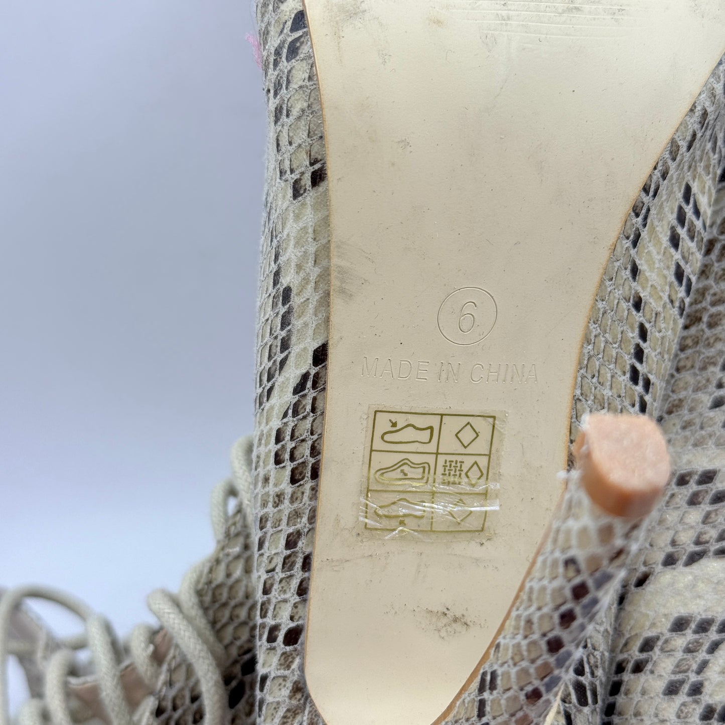 Pretty Little Thing Snake Print Lace-Up Stiletto Heels Size 6