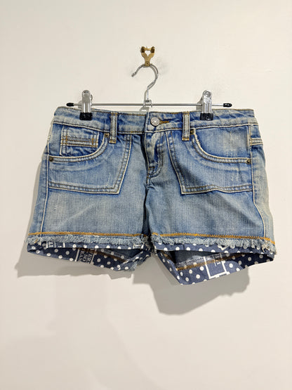 Taverniti So Jeans Denim Shorts Polka Dot Cuff Size 27