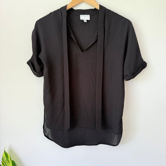 Witchery Size 8 Black V Neck Short Sleeve