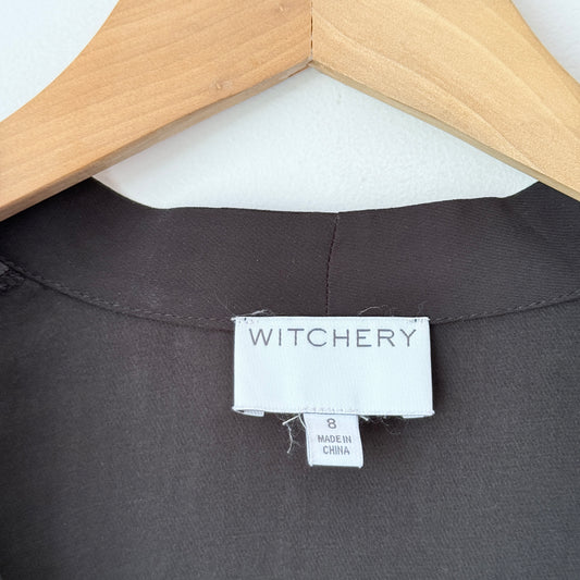 Witchery Size 8 Black V Neck Short Sleeve