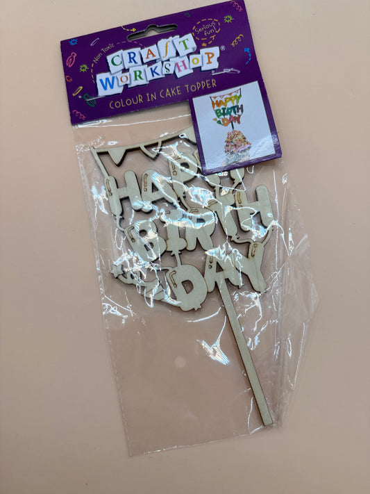 Craft Workshop Colour In Happy Birthday Cake Topper