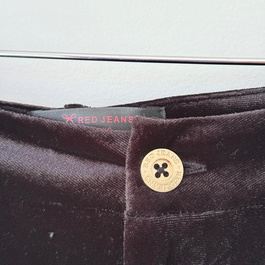 Red Jeans NYC Size XL/42 Black Velvet Trousers (83cm waist)