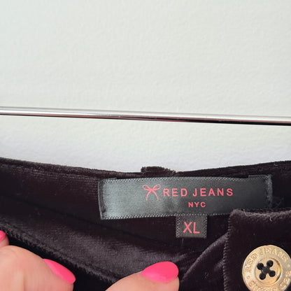 Red Jeans NYC Size XL/42 Black Velvet Trousers (83cm waist)