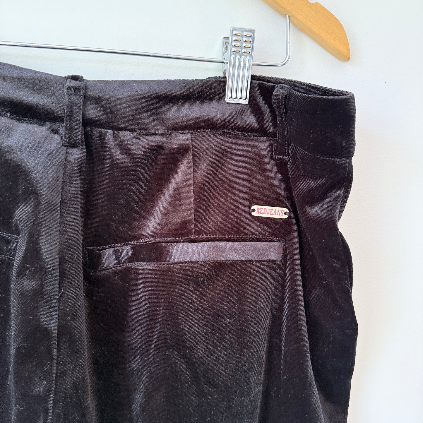 Red Jeans NYC Size XL/42 Black Velvet Trousers (83cm waist)