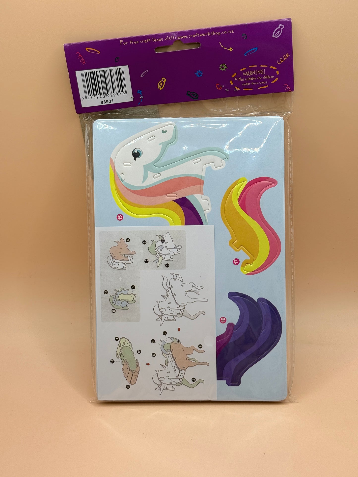 Craft Workshop 3D Puzzle Unicorn Kids Craft Kit