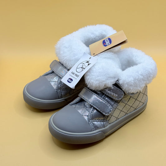 Chicco Kids’ Silver Fur-Lined Ankle Boots – Size 23 / 6.5US