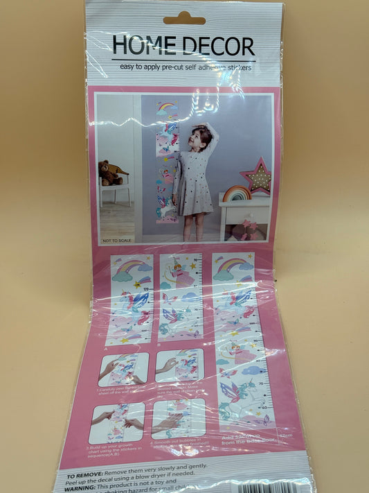 Home Decor Unicorn Height Chart Wall Sticker