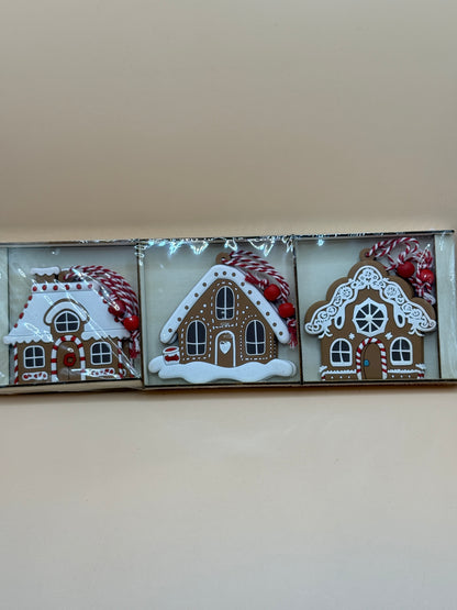 Jolly & Joy Gingerbread House Christmas Ornaments 6 Pack