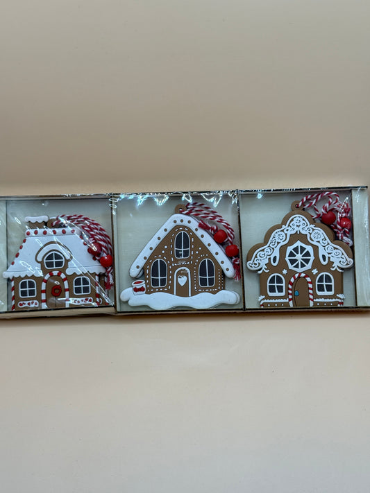 Jolly & Joy Gingerbread House Christmas Ornaments 6 Pack