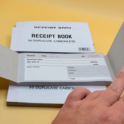 Receipt Book Duplicate Carbonless – 5x 50 Page Pads