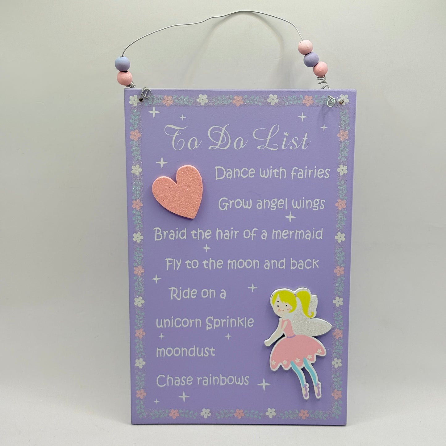 Purple Glitter Fairy To-Do List Plaque