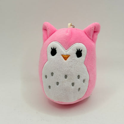 Pink Owl Plush Keychain