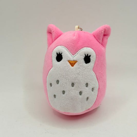Pink Owl Plush Keychain