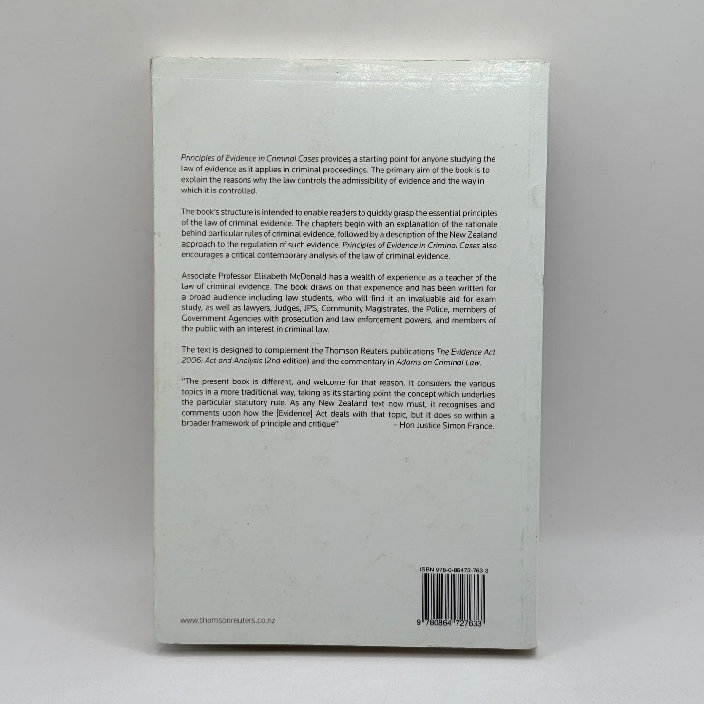 Principles of Evidence in Criminal Cases by Elisabeth McDonald