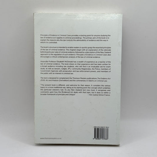 Principles of Evidence in Criminal Cases by Elisabeth McDonald