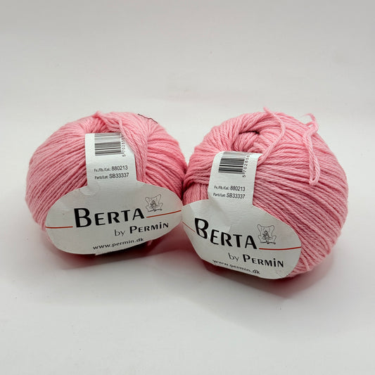Berta by Permin Pink Yarn – 2 x 50g Skeins Wool & Cotton Blend