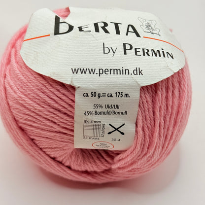 Berta by Permin Pink Yarn – 2 x 50g Skeins Wool & Cotton Blend