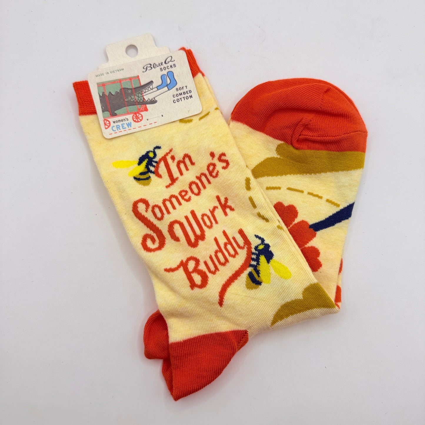 Blue Q “I’m Someone’s Work Buddy” Crew Socks -  Women’s 5–10