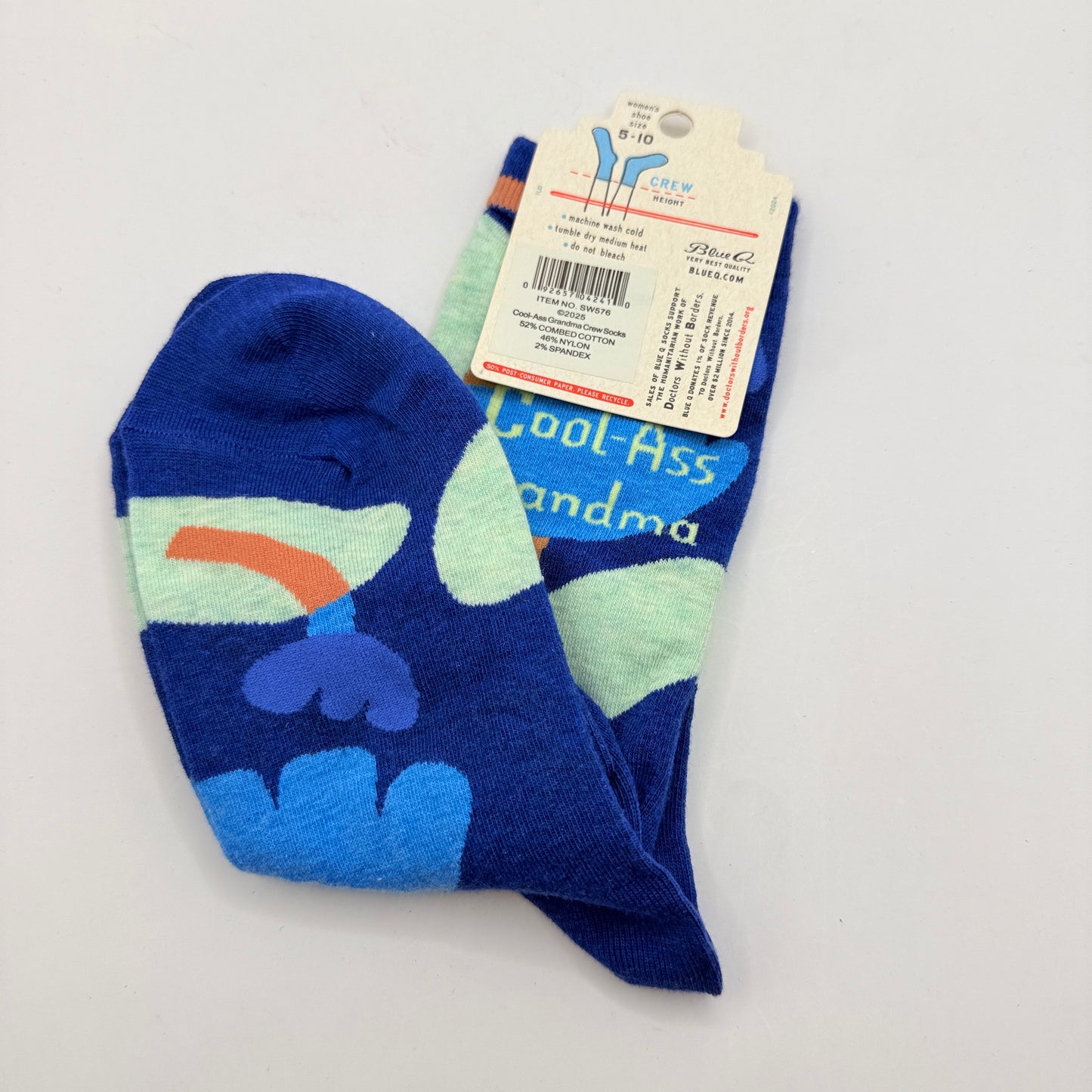 Blue Q Cool-Ass Grandma Crew Socks -  Women’s 5–10